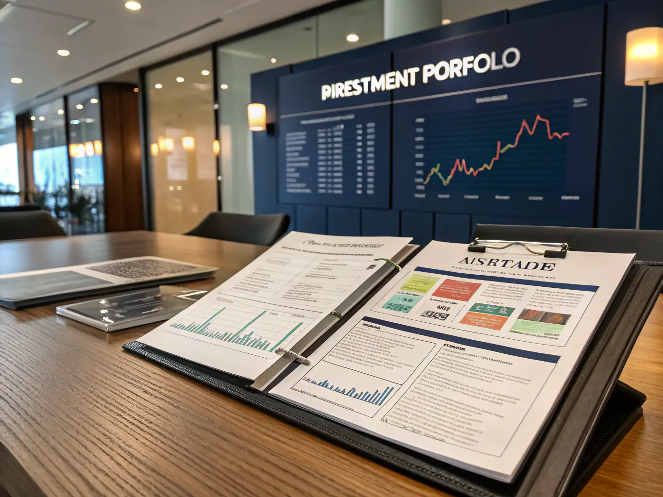 A diverse portfolio showing stocks, bonds, and real estate investments, symbolising a balanced approach to financial growth and risk management.